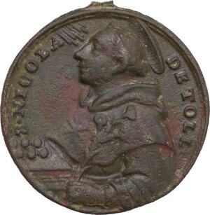 obverse: Fermo. Medaglietta devozionale con S Nicola da Tolentino. Inizi 1700