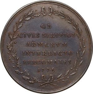 reverse: Alessandro Antonio Barzizza (1747-1815), Pretore e Vice Prefetto di Bergamo . Medaglia 1779 in occasione della fine del mandato