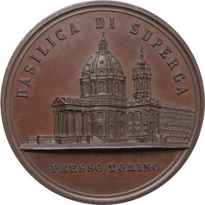 obverse: Medaglia meta XIX secolo commemorativa della fondazione della Basilica di Superga in Torino