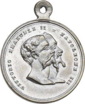 obverse: Vittorio Emanuele II (1861-1878). Medaglia popolare per la 2a Guerra d Indipendenza, tipo 