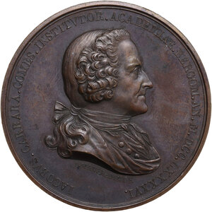 obverse: Giacomo Carrara (1714-1796), Conte fondatore dell Accademia di Bergamo. Medaglia 1896 per il primo centenario della fondazione dell Accademia di Bergamo