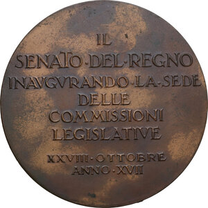 reverse: Medaglia A. XVII 1939 per l inaugurazione della sede delle commissioni legislative