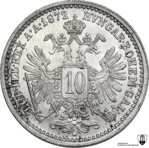 reverse: Austria.  Franz Joseph (1848-1916). 10 kreuzer 1872