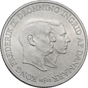 obverse: Denmark. 2 Kronen 1953