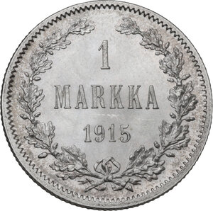 reverse: Finland.  Nicholas II Romanov (1894-1917). Markkaa 1915