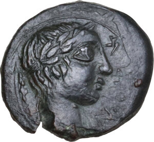 obverse: Leontini. AE Onkia, 405-402 BC