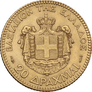 reverse: Greece.  George I of Greece (1863-1913). 20 drachmas 1884 A, Paris mint