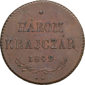 reverse: Hungary. Harom Krajczar 1849, Revolutionary period