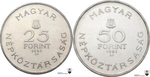 reverse: Hungary.  People s Republic (1949-1989). 50 and 25 forint 1961, Budapest mint