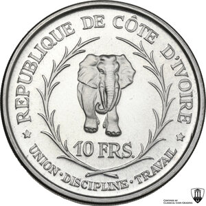 reverse: Ivory Coast.  Republic (1960- ). 10 francs 1966