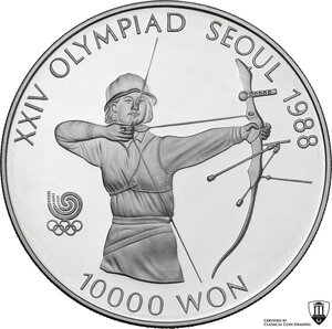 reverse: Korea.  Republic (1948- ). AR 10.000 Won 1988. 