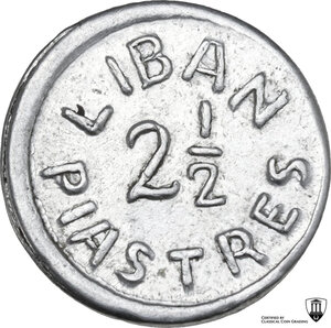 reverse: Lebanon.  Republic (1926-1945). 2 1/2 piastres nd (1941)