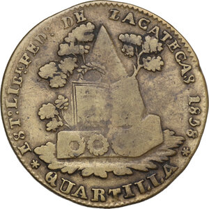 obverse: Mexico.  Republic. 1/4 real or quartilla 1859, Zacatecas mint