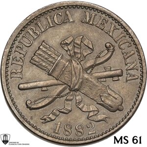 obverse: Mexico.  Federal Republic (1823-1905). 5 centavos 1882