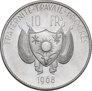 reverse: Niger.  Republic (1960- ). AR 10 Francs CFA 1968