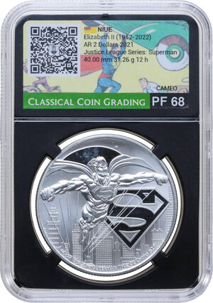 obverse: Niue.  Elizabeth II (1952-2022). AR 2 Dollars 2021, Justice League Series: Superman