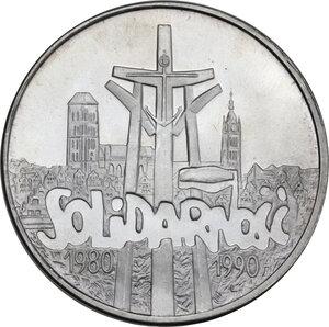 obverse: Poland. 100000 Zlotych, 10th Anniversary of Solidarnosc, 1990