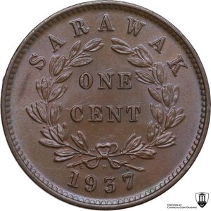 reverse: Sarawak.  Charles Vyner Brooke (1917-1946). Cent 1937 H, Birmingham mint