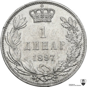 reverse: Serbia.  Alexander I (1889-1903). Dinar 1897