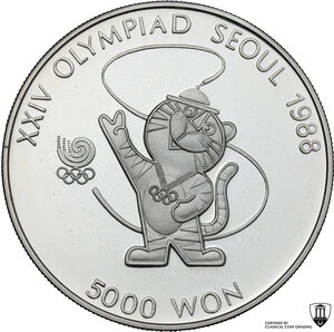 reverse: South Korea.  Republic (1948- ). 5000 won 1988 for the XXIV Olympic Games at Seoul