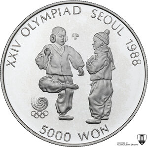reverse: South Korea.  Republic (1948- ). 5000 won 1988 for the Olympic Games