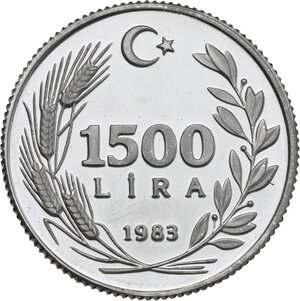 reverse: Turkey. 1500 Lira, 1983