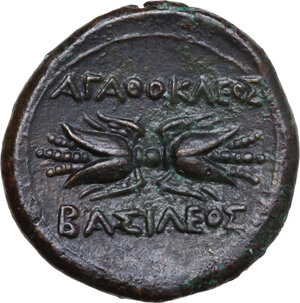 reverse: Syracuse.  Agathokles (317-289 BC).. AE Litra, c. 295 BC