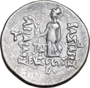 reverse: Kings of Cappadocia.  Ariarathes V Eusebes Philopator (163-130 BC).. AR Drachm. Dated RY 33 (130 BC)