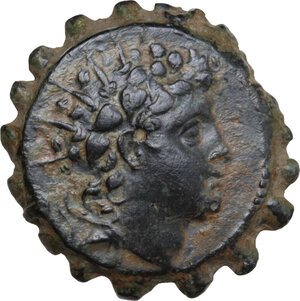 obverse: Seleucid Kings.  Antiochos VI Dionysos (144-142 BC).. Serrate AE 22mm. Antioch mint