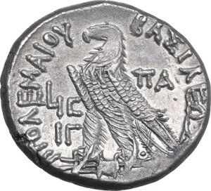 reverse: Egypt, Ptolemaic Kingdom.  Cleopatra III and Ptolemy X Alexander I (107-101 BC). . AR Tetradrachm. Alexandreia mint. Dated RY 16 of Cleopatra III and RY 13 of Ptolemy X (102/1 BC)