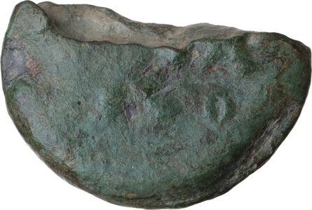 reverse: Dioscuri/Mercury series.. Halved AE Cast Triens, c. 280-276 BC