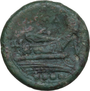 reverse: V series.. AE Triens, uncertain mint in South East Italy, 214 BC