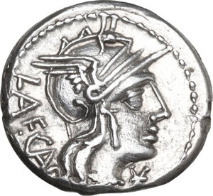 obverse: M. Porcius Laeca. AR Denarius, 125 BC