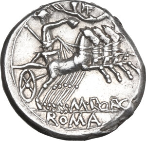 reverse: M. Porcius Laeca. AR Denarius, 125 BC