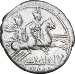 reverse: Q. Minucius Rufus. AR Denarius, 122 BC