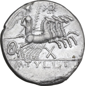 reverse: M. Tullius. AR Denarius, 120 BC