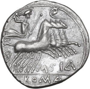 reverse: Q. Curtius and M. Silanus . AR Denarius, 116 or 115 BC