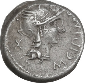 obverse: M. Cipius M.f.. AR Denarius, 115 or 114 BC