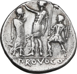 reverse: P. Laeca. AR Denarius, 110 or 109 BC