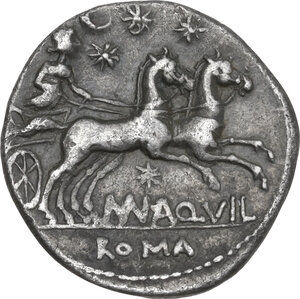 reverse: Mn. Aquillius. AR Denarius, 109 or 108 BC