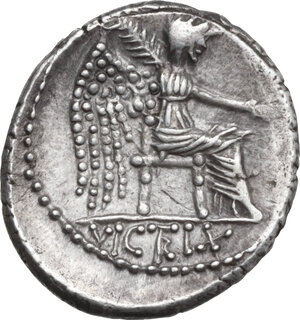 reverse: M. Cato. AR Denarius, 89 BC