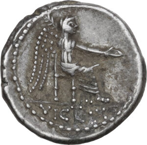 reverse: M. Cato. AR Quinarius, 89 BC