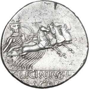 reverse: C. Licinius L. f. Macer. AR Denarius, 84 BC