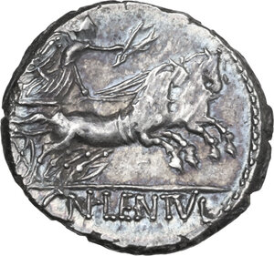 reverse: Cn. Cornelius Lentulus Clodianus. AR Denarius, 88 BC