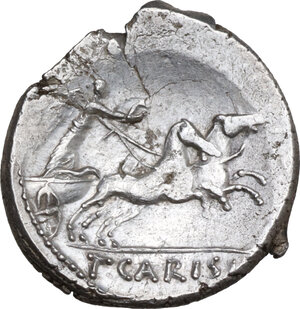 reverse: T. Carisius. AR Denarius, 46 BC