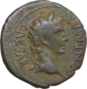 obverse: Augustus (27 BC - 14 AD) .. AE As. Lugdunum (Lyon) mint. Struck circa 10-7 BC