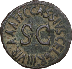 reverse: Augustus (27 BC - 14 AD) .. AE As, Rome mint. C. Cassius Celer, moneyer. Struck 16 BC