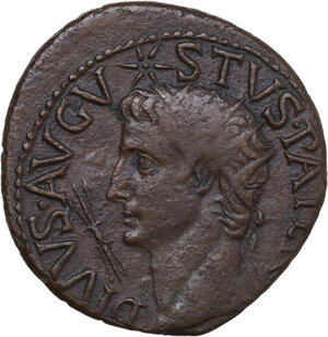 obverse: Divus Augustus (died 14 AD).. AE As. Struck under Tiberius