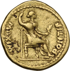 reverse: Tiberius (14-37).. AV Aureus 