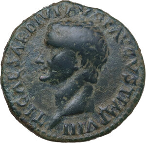 obverse: Tiberius (14-37 AD).. AE As,  Restitution issue struck under Titus in Rome (79-81 AD)